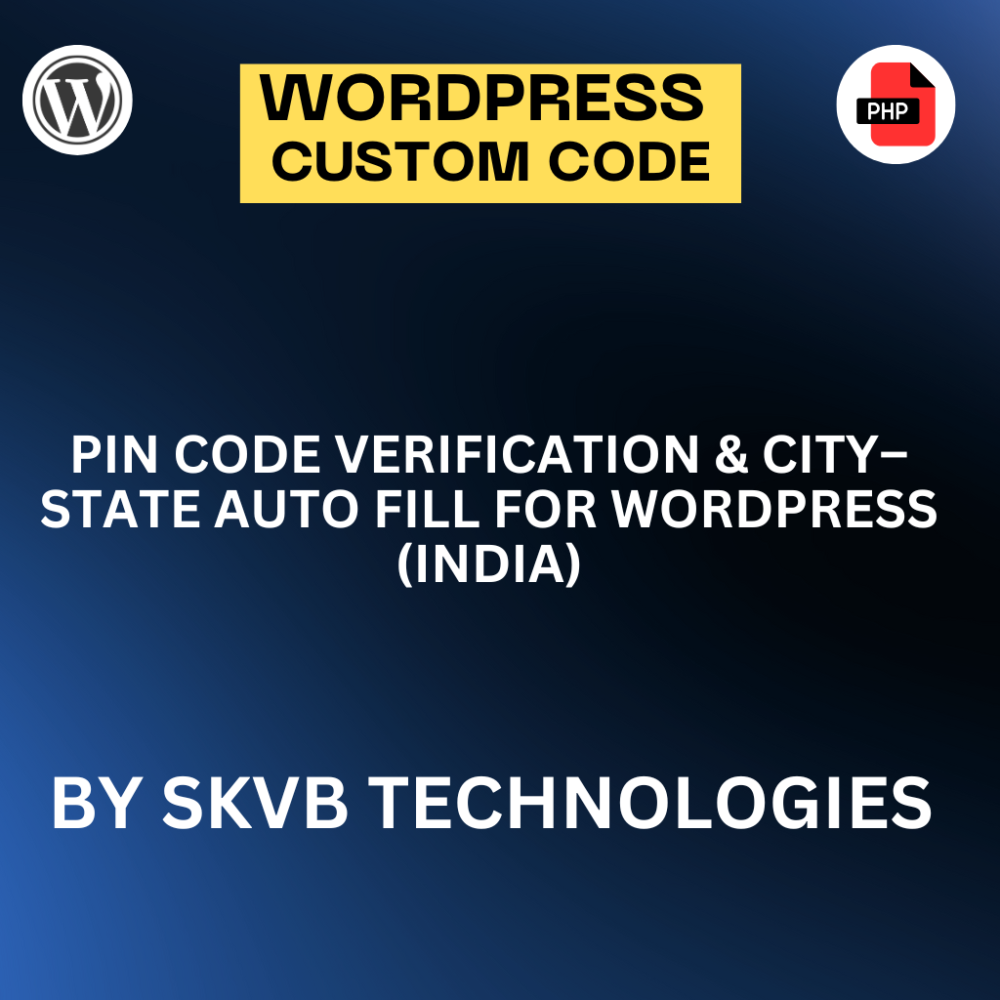 PIN Code Verification & City–State Auto Fill for WordPress (India)